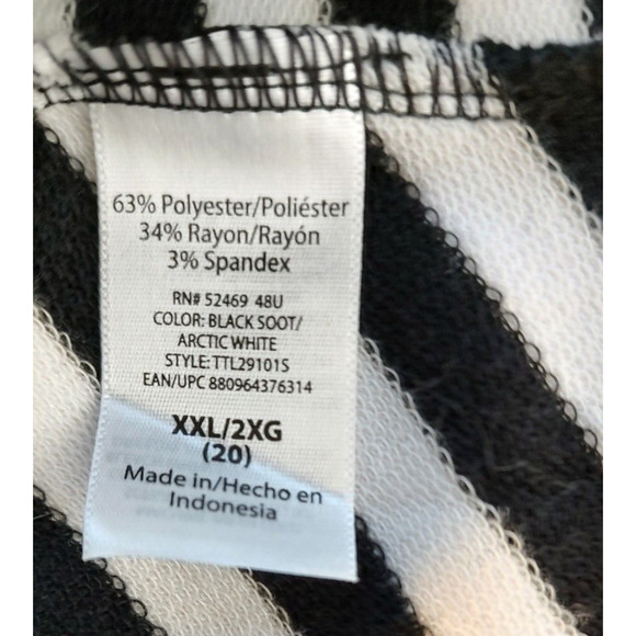 Time and Tru Woman's Black White Strip Tank Top Size XXL 9" Slit Back Hi Low Hem - Picture 9 of 9